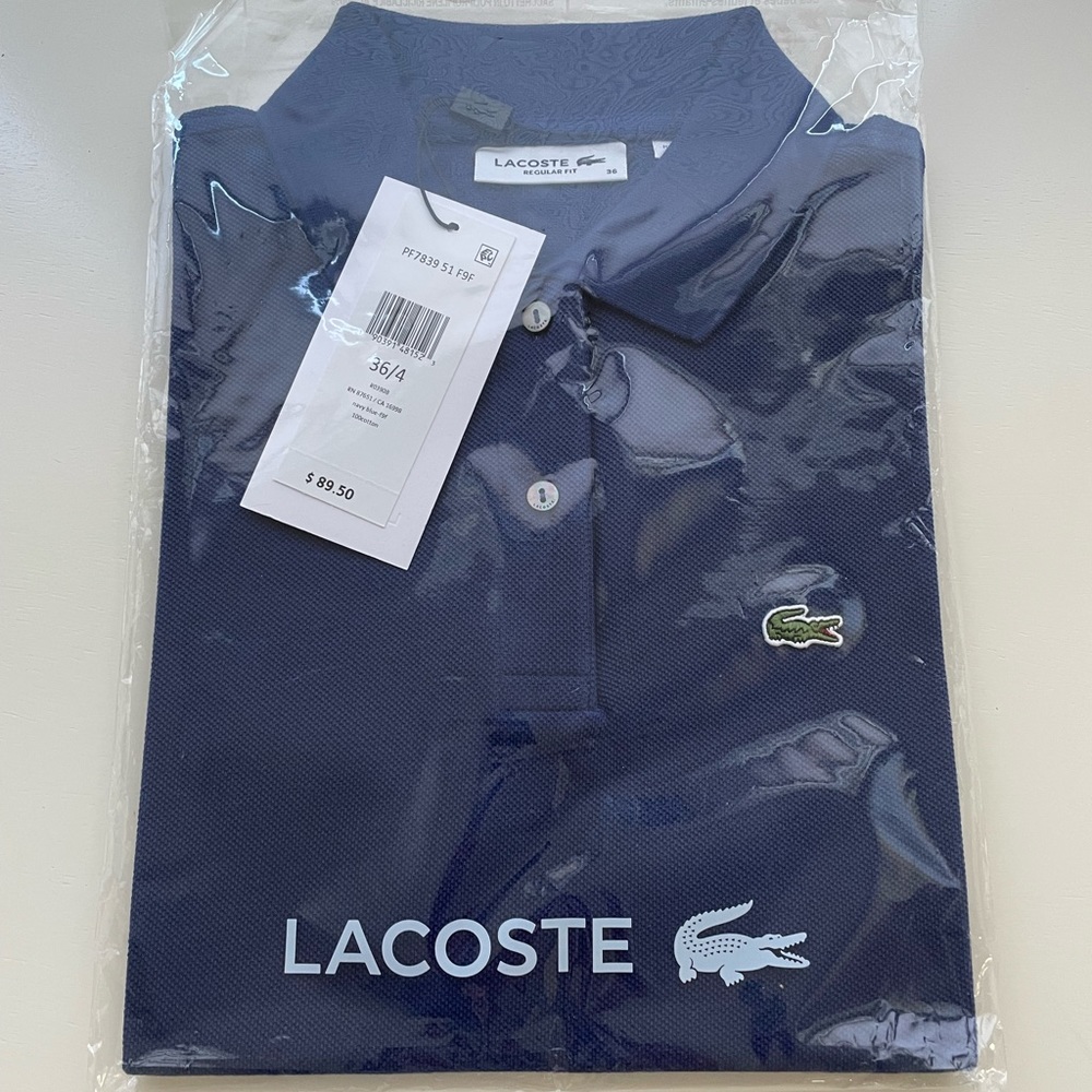 LACOSTE Women's Regular Fit  Polo - Navy Blue Size 36/4 NWT